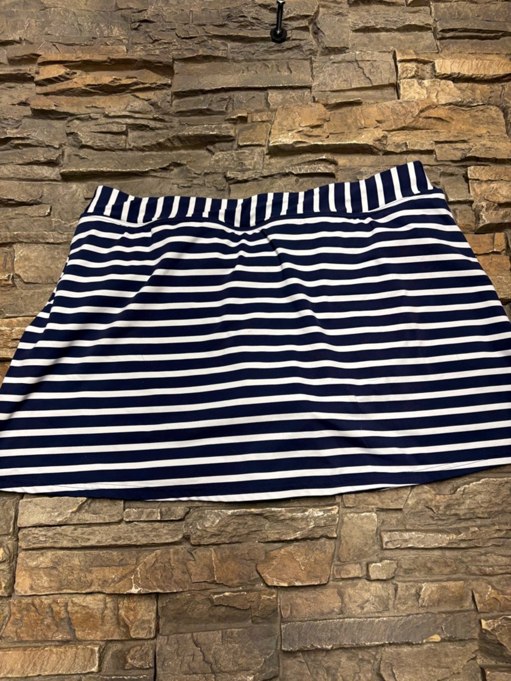 Lands End Women’s Swim Skort Sz 16 Blue White Stripe Beach Summer